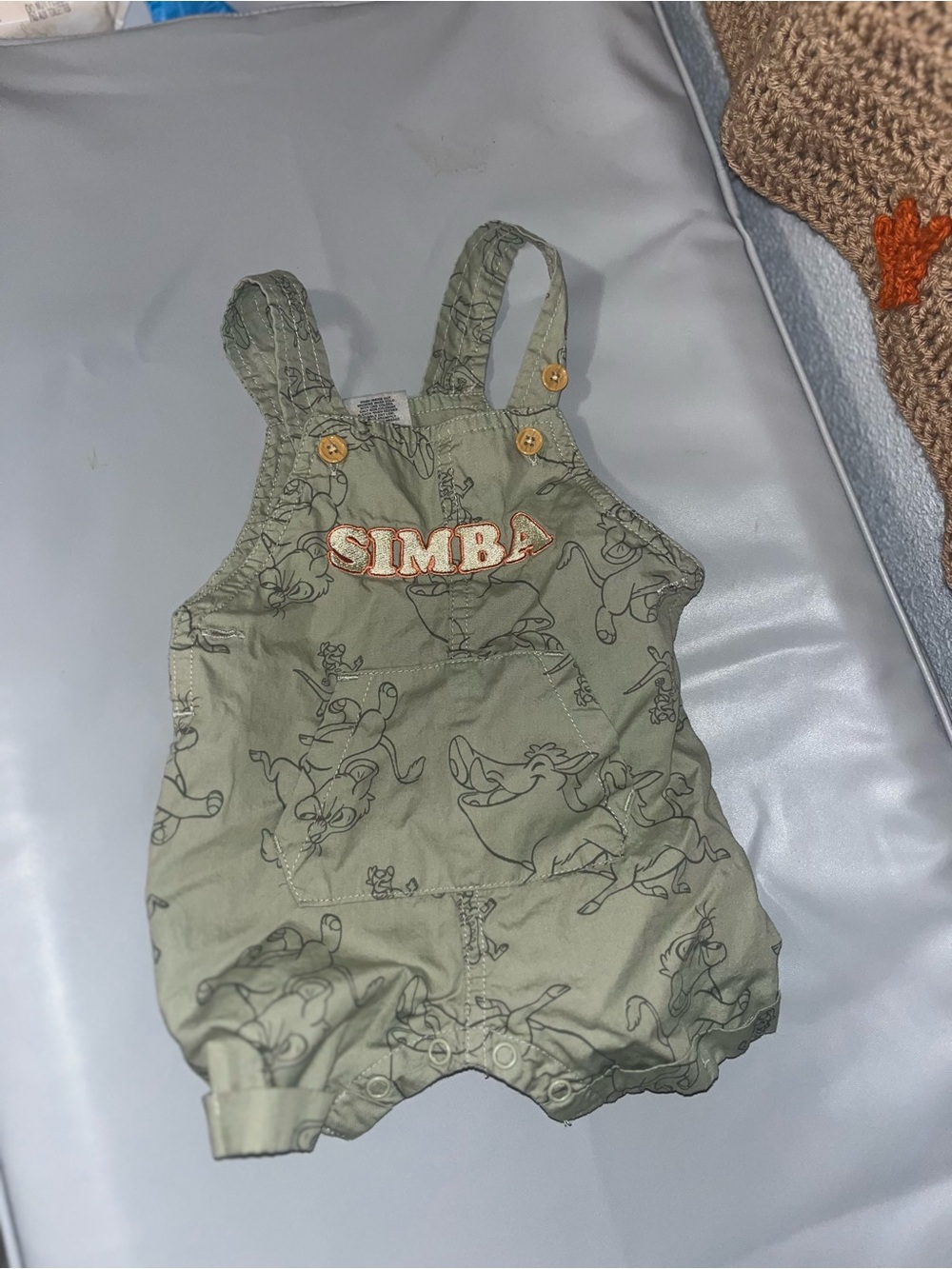 Disney Simba Olive Green Baby One-Piece Romper